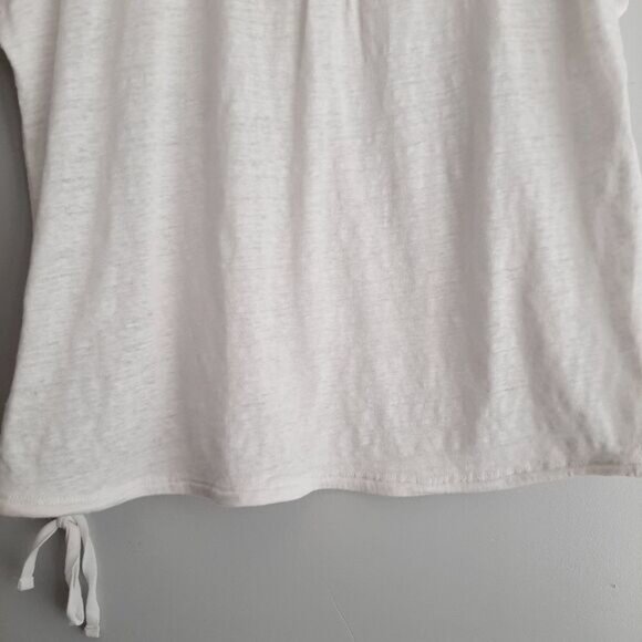 RW&CO Linen Top Semi-Sheer Floral Embroidered Yoke White Top Sz L - Picture 11 of 13